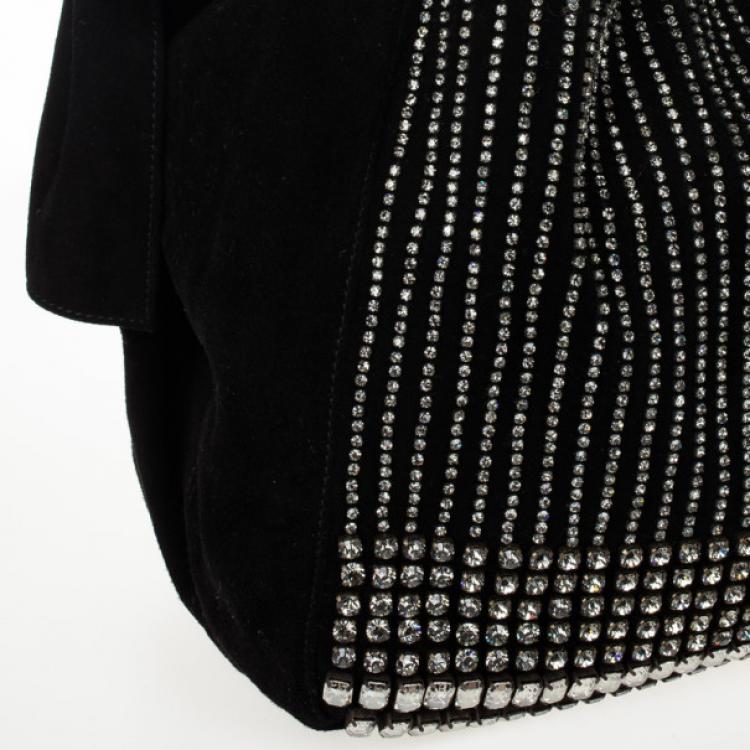 Pre Owned Valentino Nuage Bow Black Hobo with Crystal Bag