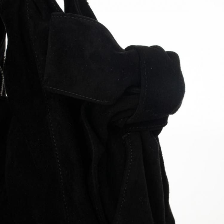 Pre Owned Valentino Nuage Bow Black Hobo with Crystal Bag