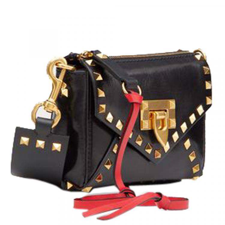 Valentino Red Leather Medium Rockstud Hype Shoulder Bag