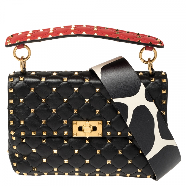 Valentino Black/Red Quilted Leather Medium Rockstud Spike.It Shoulder Bag  Valentino | The Luxury Closet