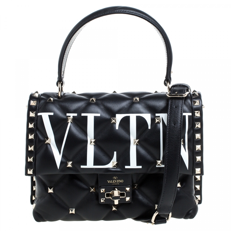 Corredor almohada Tutor Valentino Black Quilted Leather Medium VLTN Candystud Top Handle Bag  Valentino | TLC