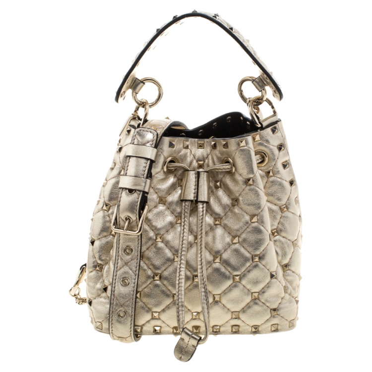 Valentino Platino Quilted Leather Medium Rockstud Spike Shoulder Bag  Valentino | The Luxury Closet