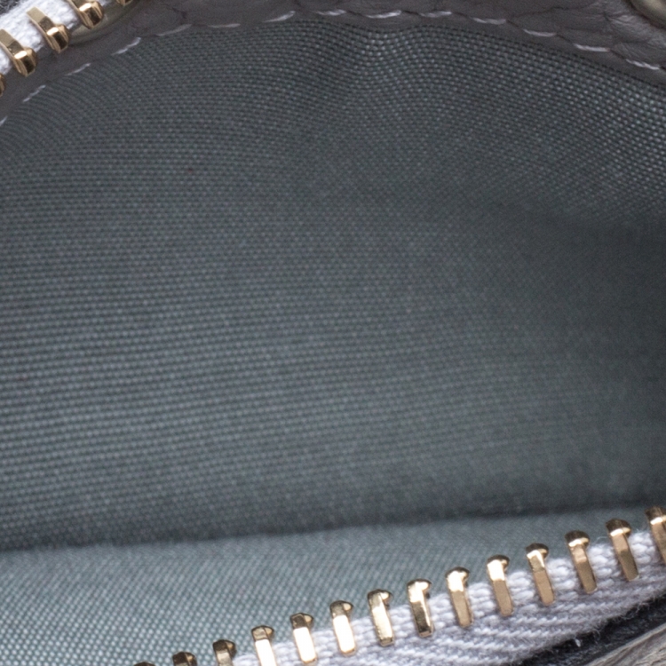 Pre Owned Valentino Pastel Grey Leather Rockstud Coin Purse and Card Holder