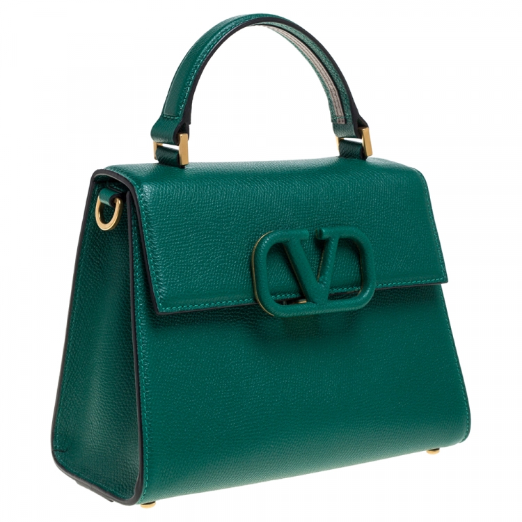 مملوكة مسبقًا Valentino Jungle Green Leather Small VSLING Top Handle Bag