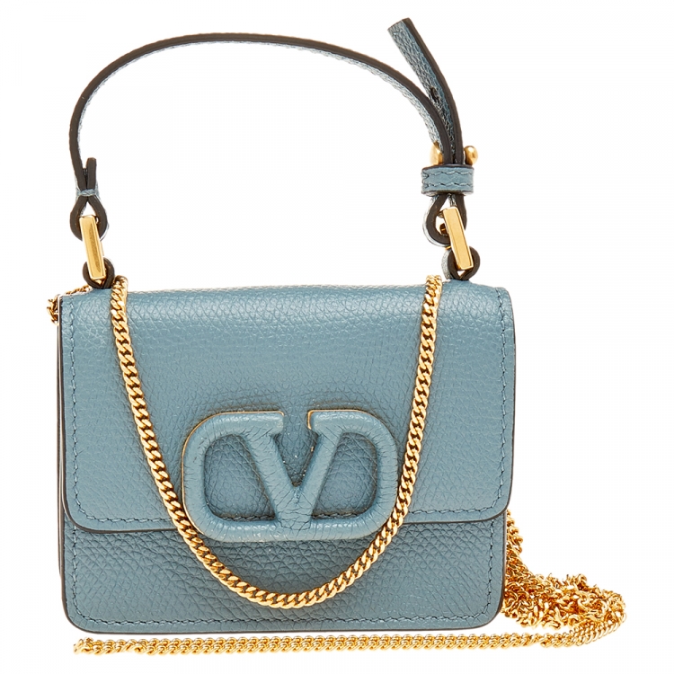 Valentino V-Logo Leather-Trimmed Canvas Pouch in White | Endource