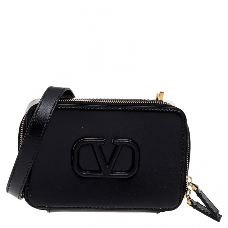 Valentino Black Leather V Sling Crossbody Bag Valentino | The Luxury Closet