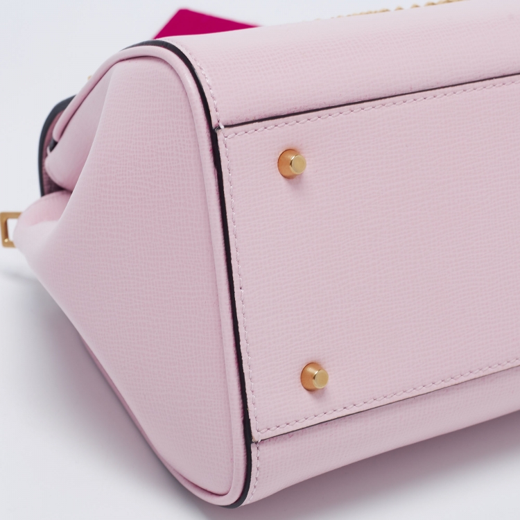 Pre Owned Valentino Pink Leather Small Alcove Top Handle Bag