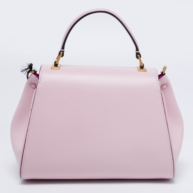 Pre Owned Valentino Pink Leather Small Alcove Top Handle Bag