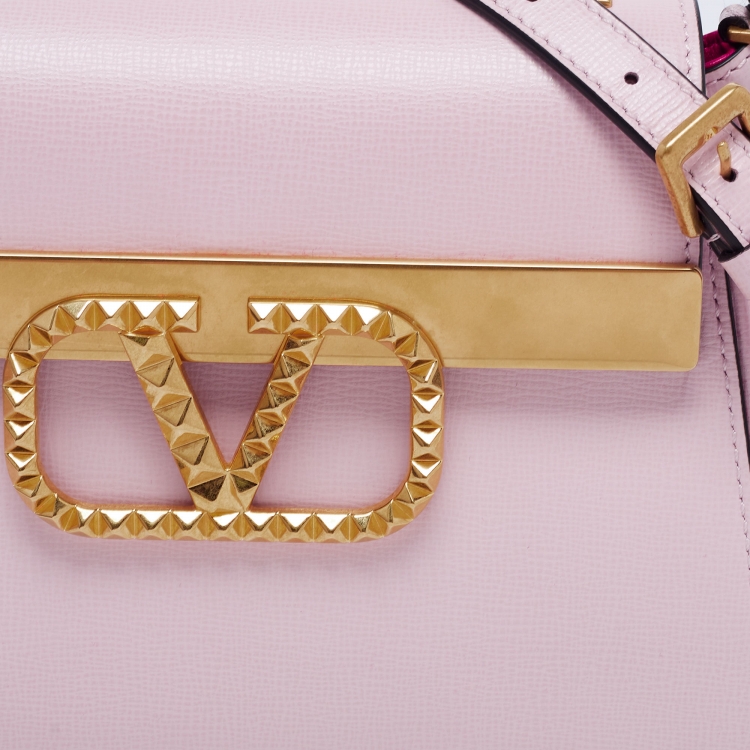 Pre Owned Valentino Pink Leather Small Alcove Top Handle Bag