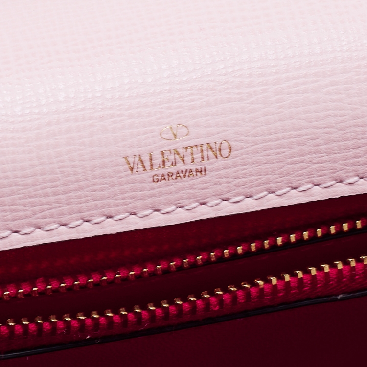 Pre Owned Valentino Pink Leather Small Alcove Top Handle Bag