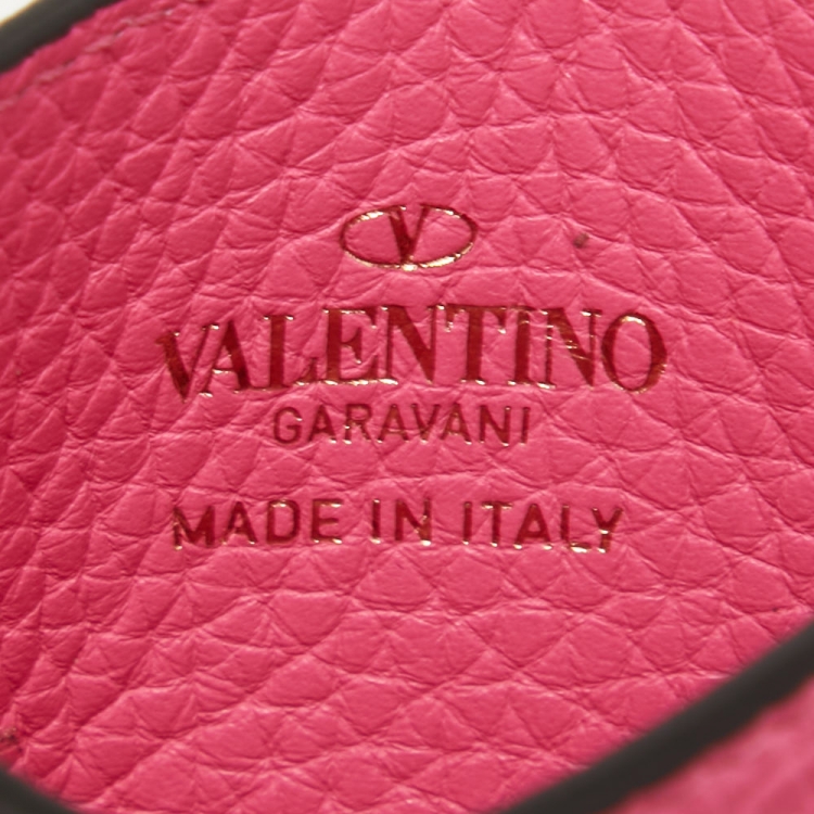 Pre Owned Valentino Pink Leather Rockstud Card Holder 