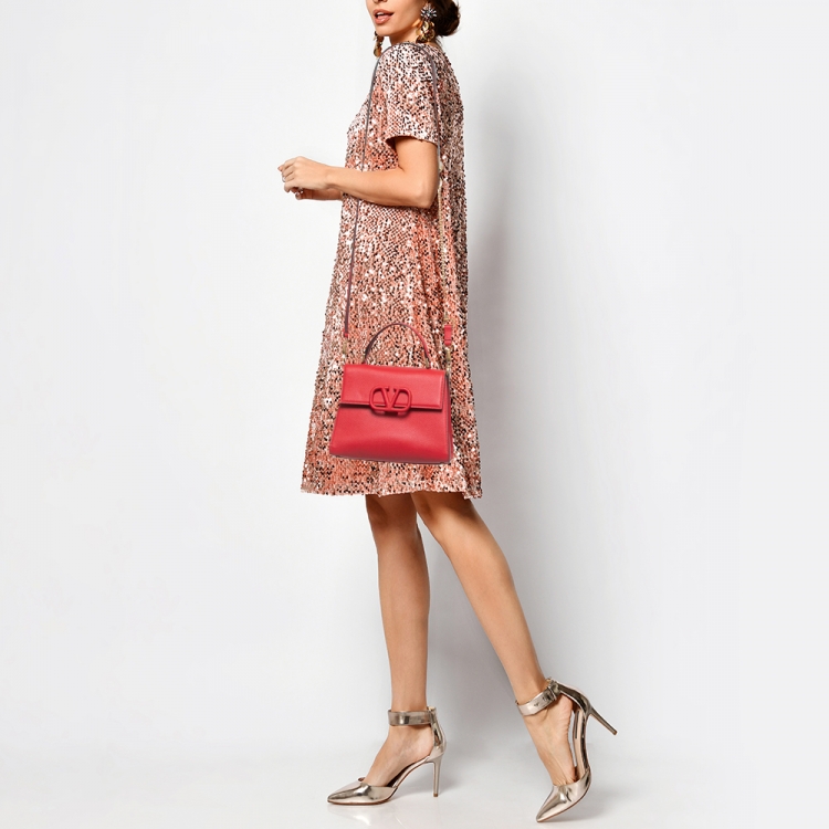 Valentino Red Leather Small VSling Top Handle Bag Valentino