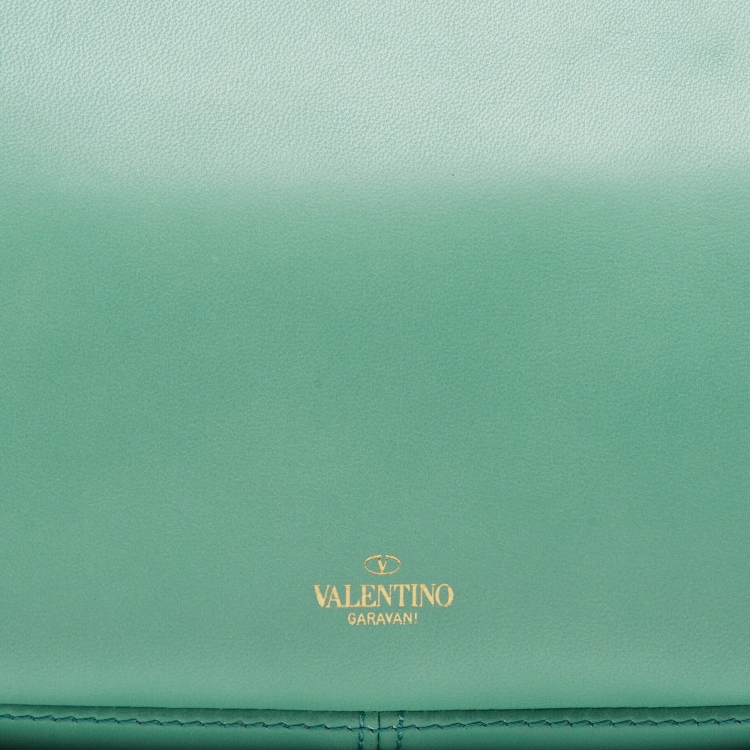 Pre Owned Valentino Mint Green Leather Stud Shoulder Bag