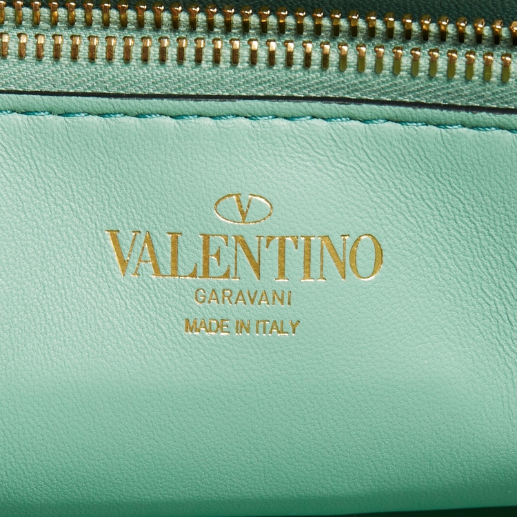Pre Owned Valentino Mint Green Leather Stud Shoulder Bag
