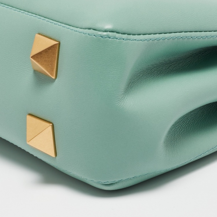 Pre Owned Valentino Mint Green Leather Stud Shoulder Bag