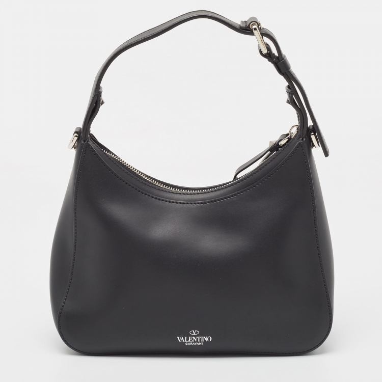 Pre Owned Valentino Black Leather Small VLTN Hobo