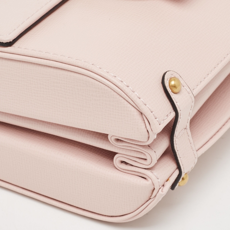 Pre Owned Valentino Pink Leather VLogo Flap Shoulder Bag