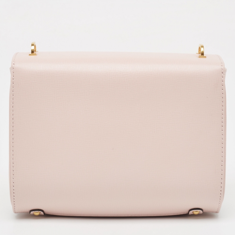 Pre Owned Valentino Pink Leather VLogo Flap Shoulder Bag