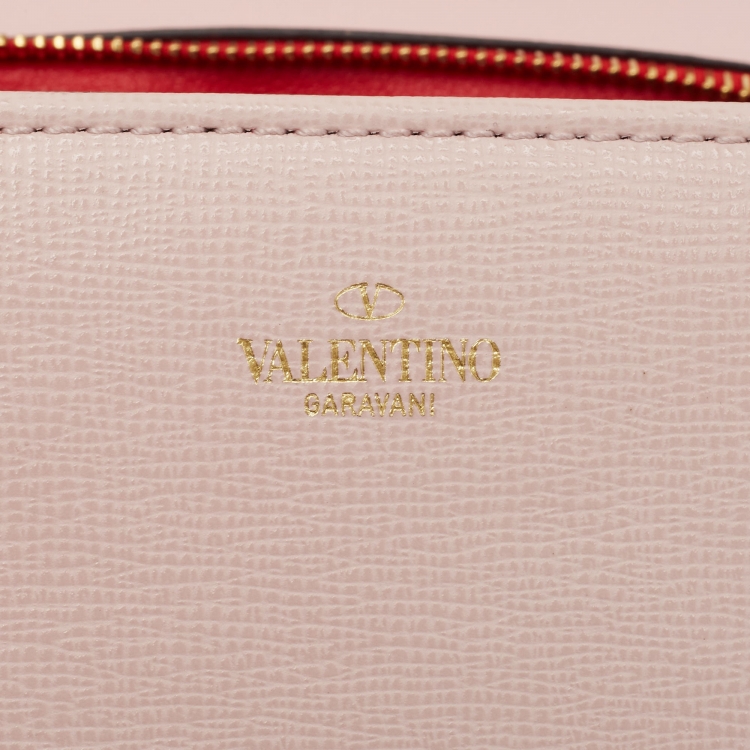 Pre Owned Valentino Pink Leather VLogo Flap Shoulder Bag