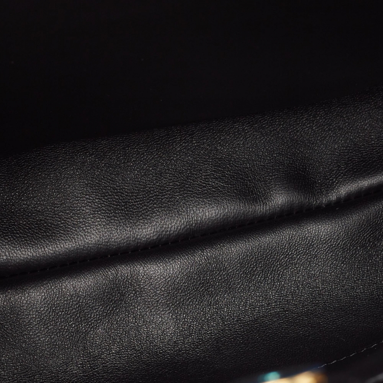 Pre Owned Valentino Black Quilted Leather Medium Roman Stud Top Handle Bag