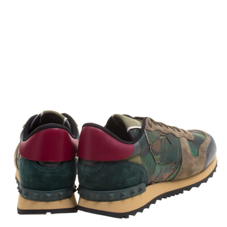 Pre Owned Valentino Multicolor Camo Butterfly Printed Rockrunner Sneakers Size 39
