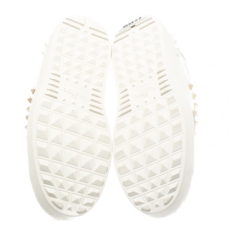 Pre Owned Valentino White Leather Rockstud Untitled Low Top Sneakers Size 41