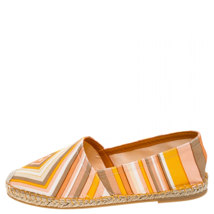 Pre Owned Valentino Multicolor Chevron Print Canvas Espadrilles Size 38