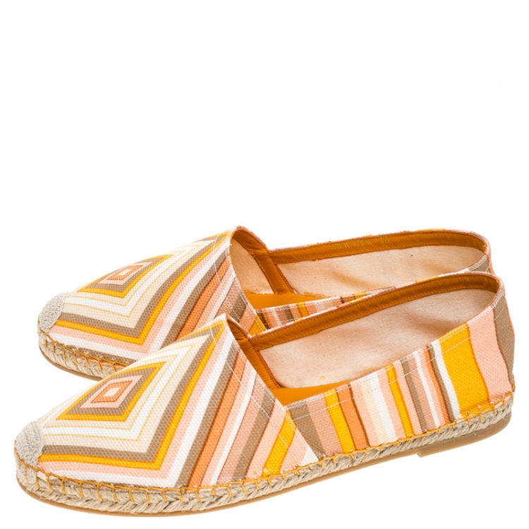 Pre Owned Valentino Multicolor Chevron Print Canvas Espadrilles Size 38