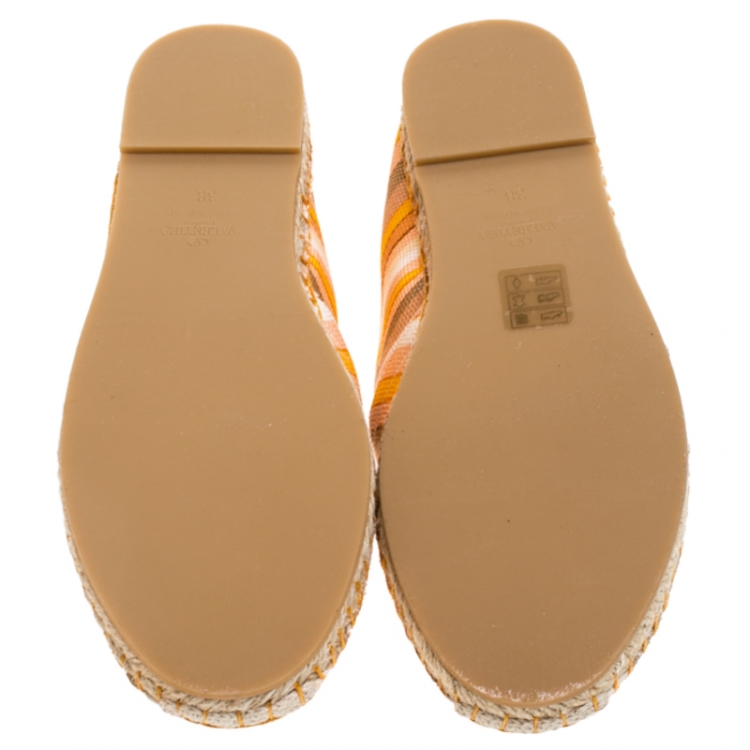 Pre Owned Valentino Multicolor Chevron Print Canvas Espadrilles Size 38