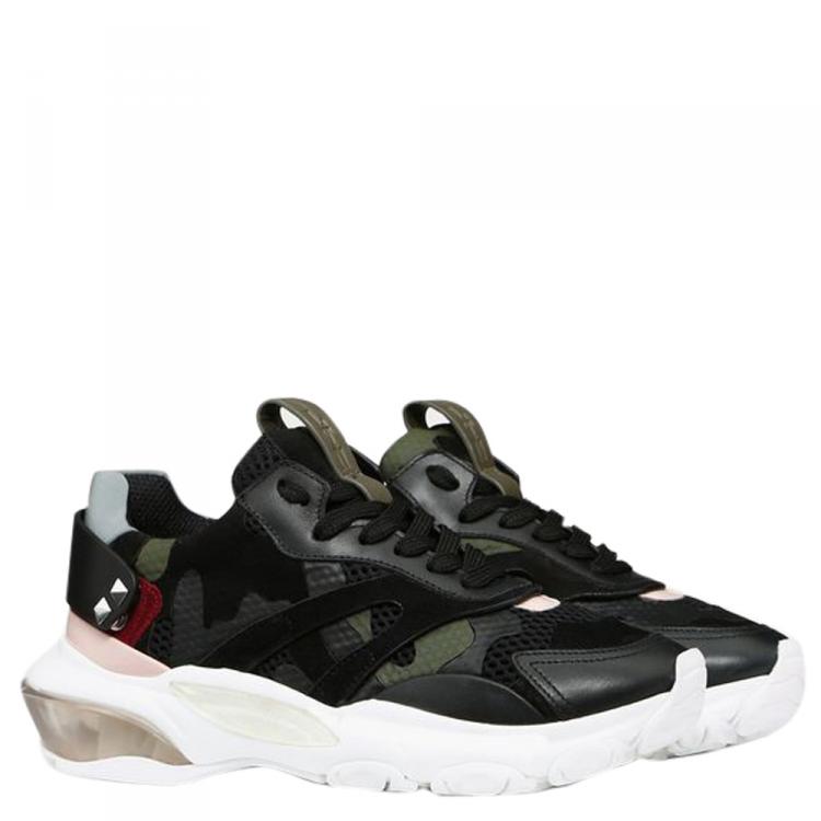 مملوكة مسبقًا Valentino Multicolor Fabric and Leather Camouflage Bounce Low-Top Sneakers Size 39