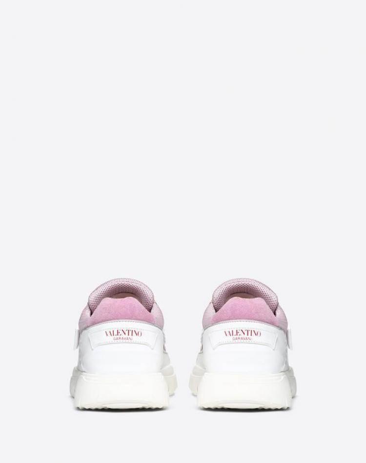 Pre Owned Valentino Water Rose Stretch Knit and Leather VLTN Heroes Her Low-Top Sneakers Size 39