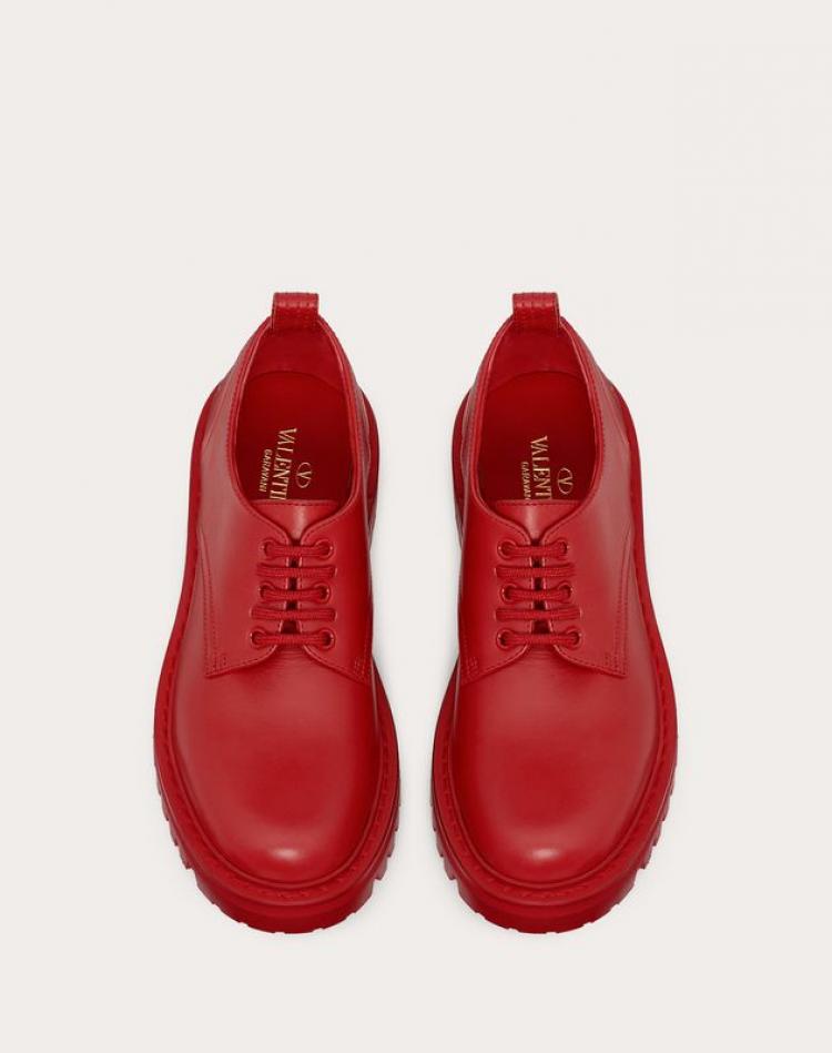 Pre Owned Valentino Rouge Pur Leather VLOGO Detail Derby Size 39