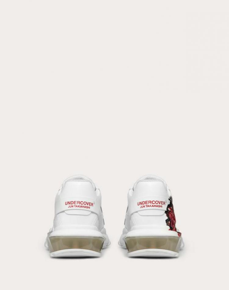 مملوكة مسبقًا Valentino White Chain Rose by Undercover Print Leather Bounce Sneakers Size 40