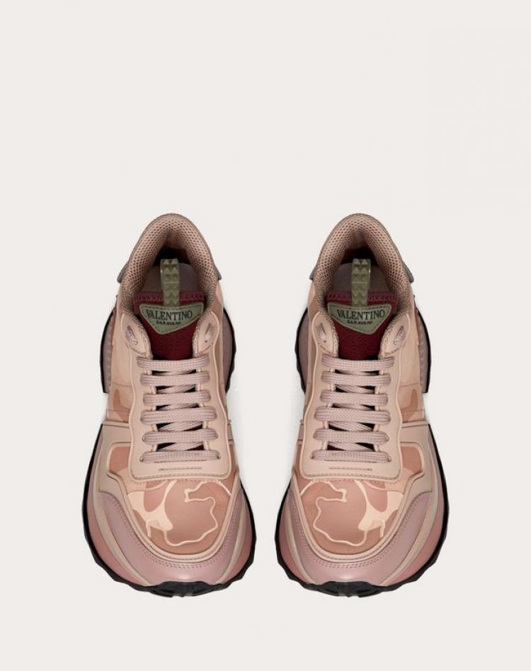 Pre Owned Valentino Multicolor Fabric and Leather Camouflage Rockrunner.Up Platform Sneakers Size 40.5