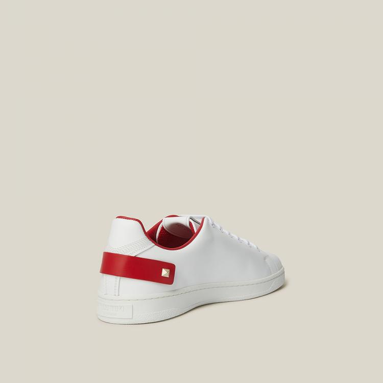 Pre Owned  Valentino Garavani White V-Logo Leather Sneakers Size IT 39