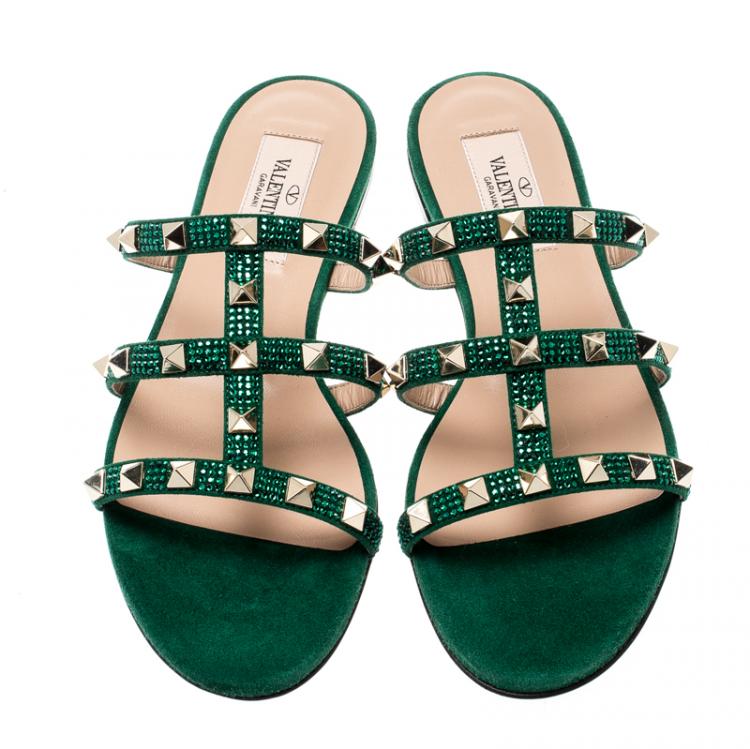 emerald green flat sandals