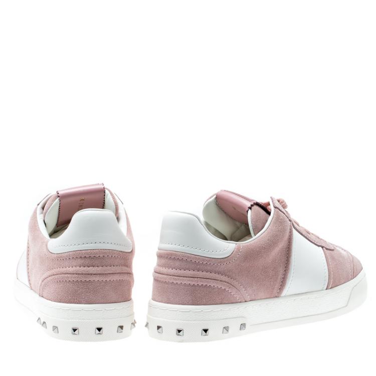 مملوكة مسبقًا Valentino Loto/Bianco Suede and Leather Flycrew Lace Up Sneakers Size 38
