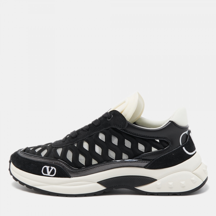 Valentino Black Multicolor Leather & Fabric Ready Go Runner