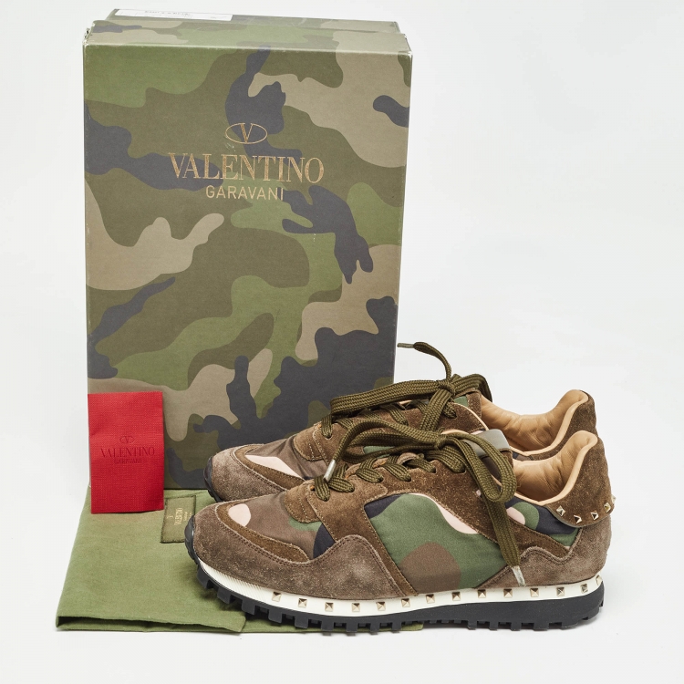 Pre Owned Valentino Multicolor Suede and Satin Rockrunner Low Top Sneakers Size 38.5