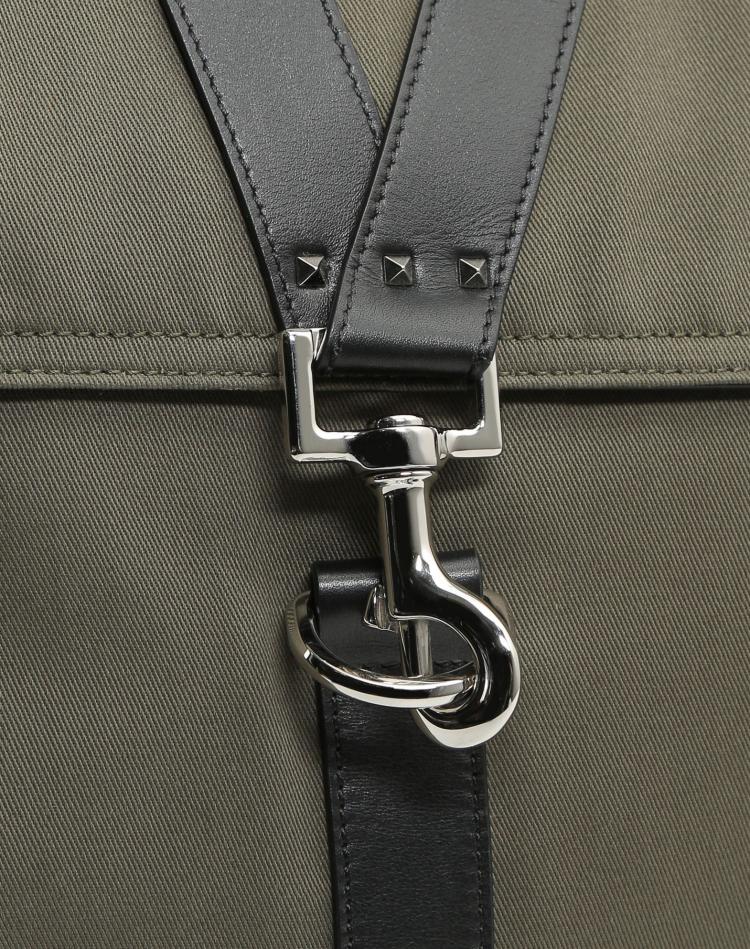 Pre Owned Valentino Army Green/Nero Canvas V Sign Backpack