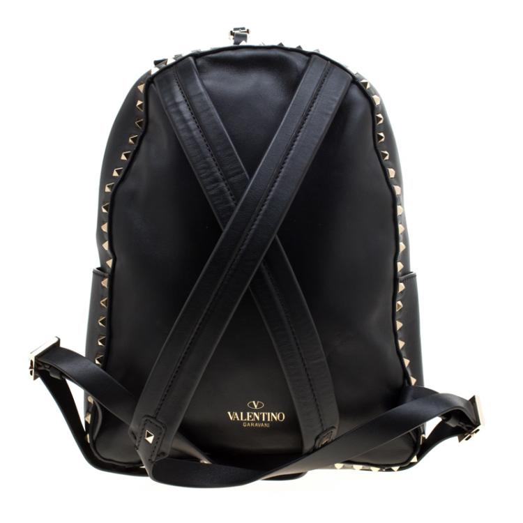 Pre Owned Valentino Black Leather Rockstud Backpack