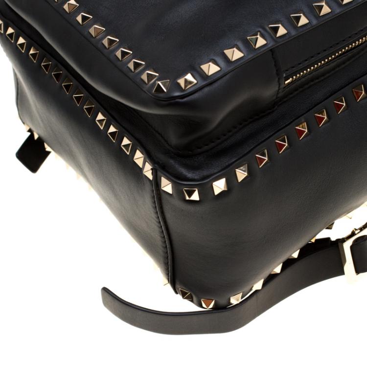 Pre Owned Valentino Black Leather Rockstud Backpack