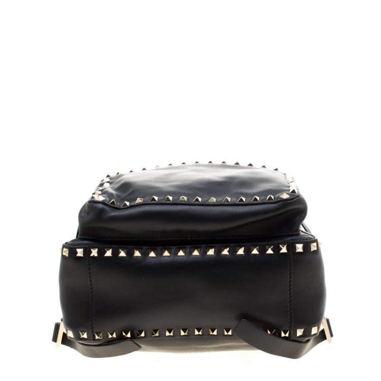 Pre Owned Valentino Black Leather Rockstud Backpack