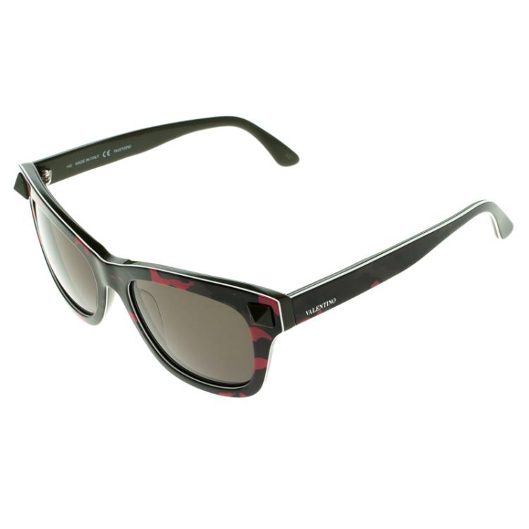 Pre Owned Valentino Pink Camouflage V670SC Rockstud Wayfarer Sunglasses