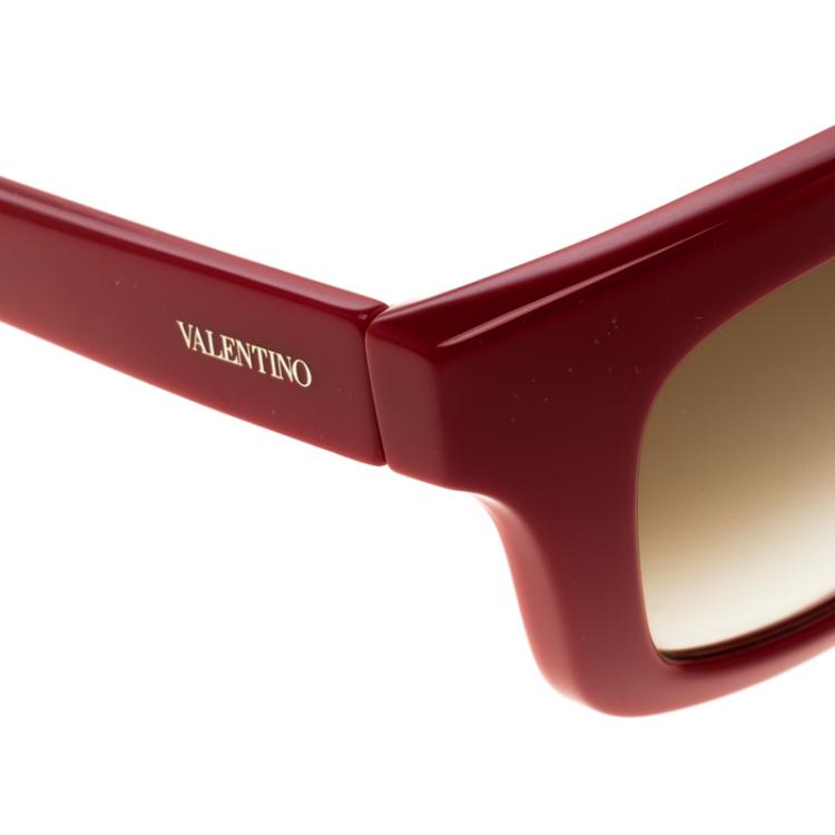 Pre Owned Valentino Red V691S Rockstuds Cat Eye Sunglasses