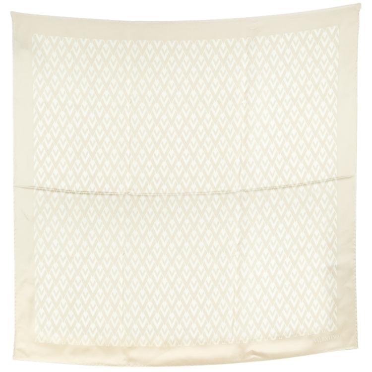 Pre Owned Valentino Beige Printed Silk Square Scarf