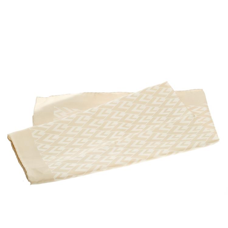 Pre Owned Valentino Beige Printed Silk Square Scarf