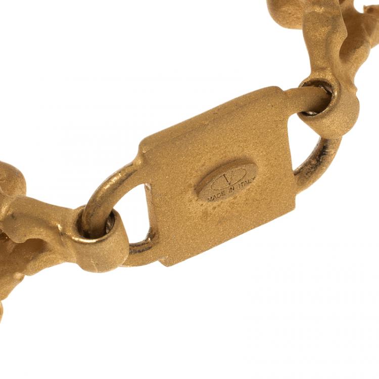 Pre Owned Valentino Beetle Gold Tone Cuff Bracelet 18cm