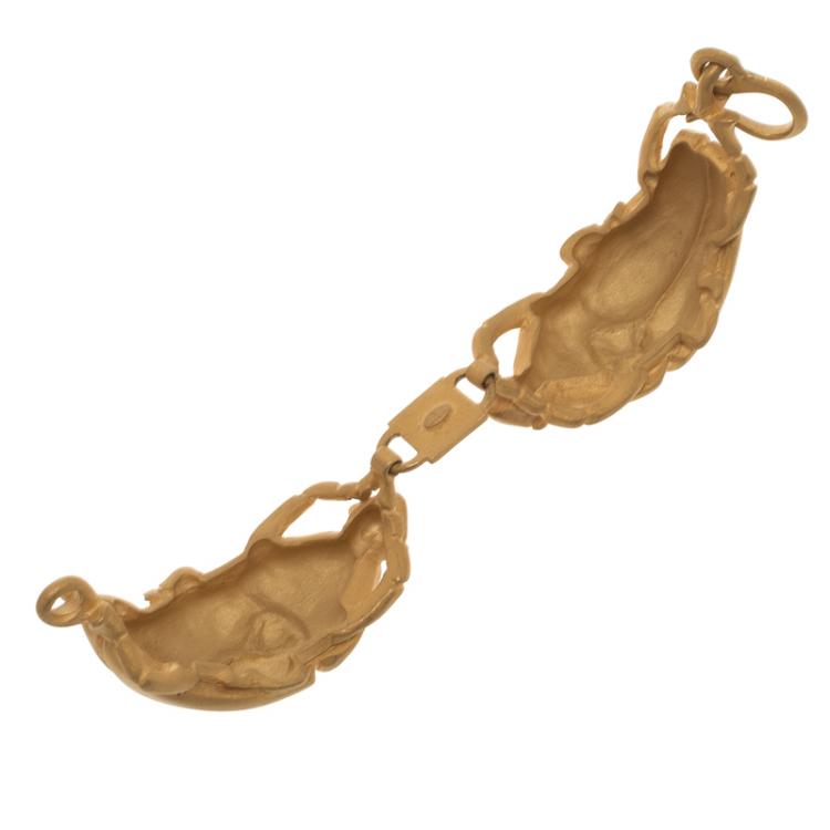 Pre Owned Valentino Beetle Gold Tone Cuff Bracelet 18cm