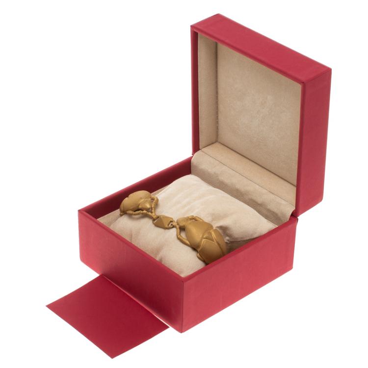 Pre Owned Valentino Beetle Gold Tone Cuff Bracelet 18cm